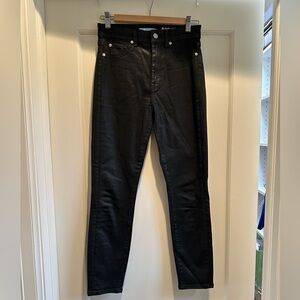 7 for all mankind high waist ankle skinny waxed jeans, size 27